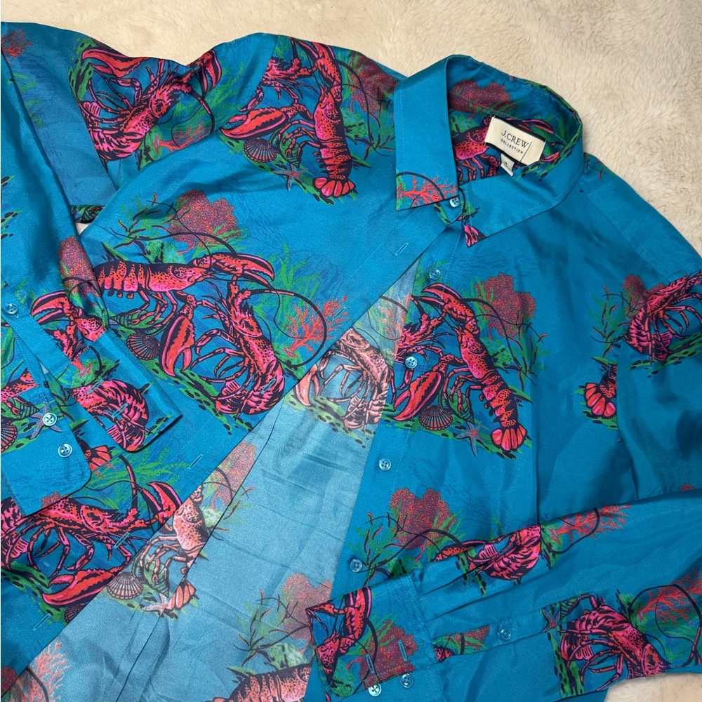 J. Crew Vibrant Blue Shirt with Lobster Design
